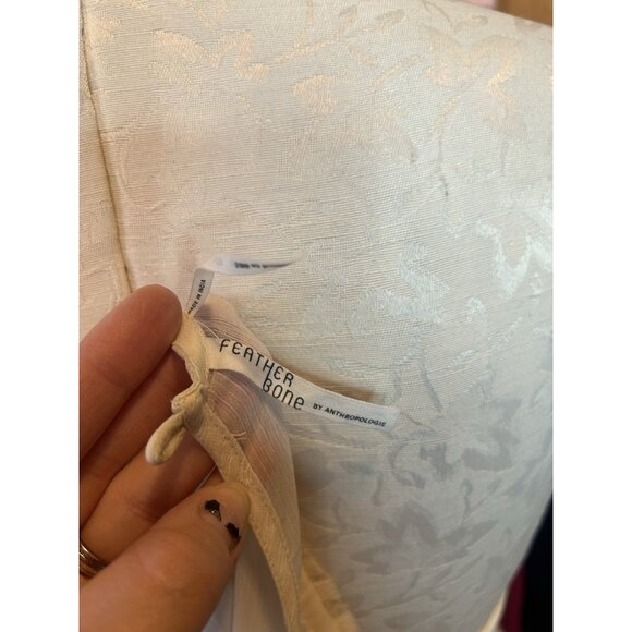 Feather Bone Anthropologie Feuille Embroidered Tunic Dress Ivory Sz 0 PETITE - Picture 11 of 13